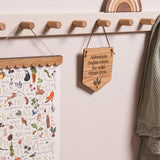 "Adventure Begins..." Hanging Wooden Pennant Flag