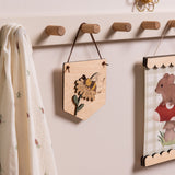Bee and Daisy Hanging Wooden Pennant Flag