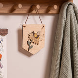 Bee and Daisy Hanging Wooden Pennant Flag