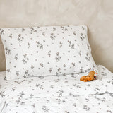 Muslin Cotton Fitted Cotbed Sheet - Jasmine Rose