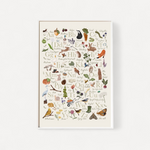 Framed artwork with nature-themed illustrations and text on a white background